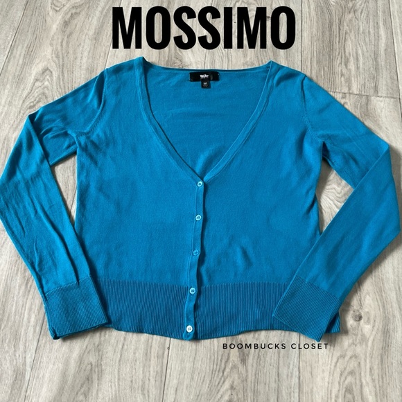 Like New Mossimo  Bright Cerulean Blue Cardigan Size M 100% cotton - Picture 4 of 15